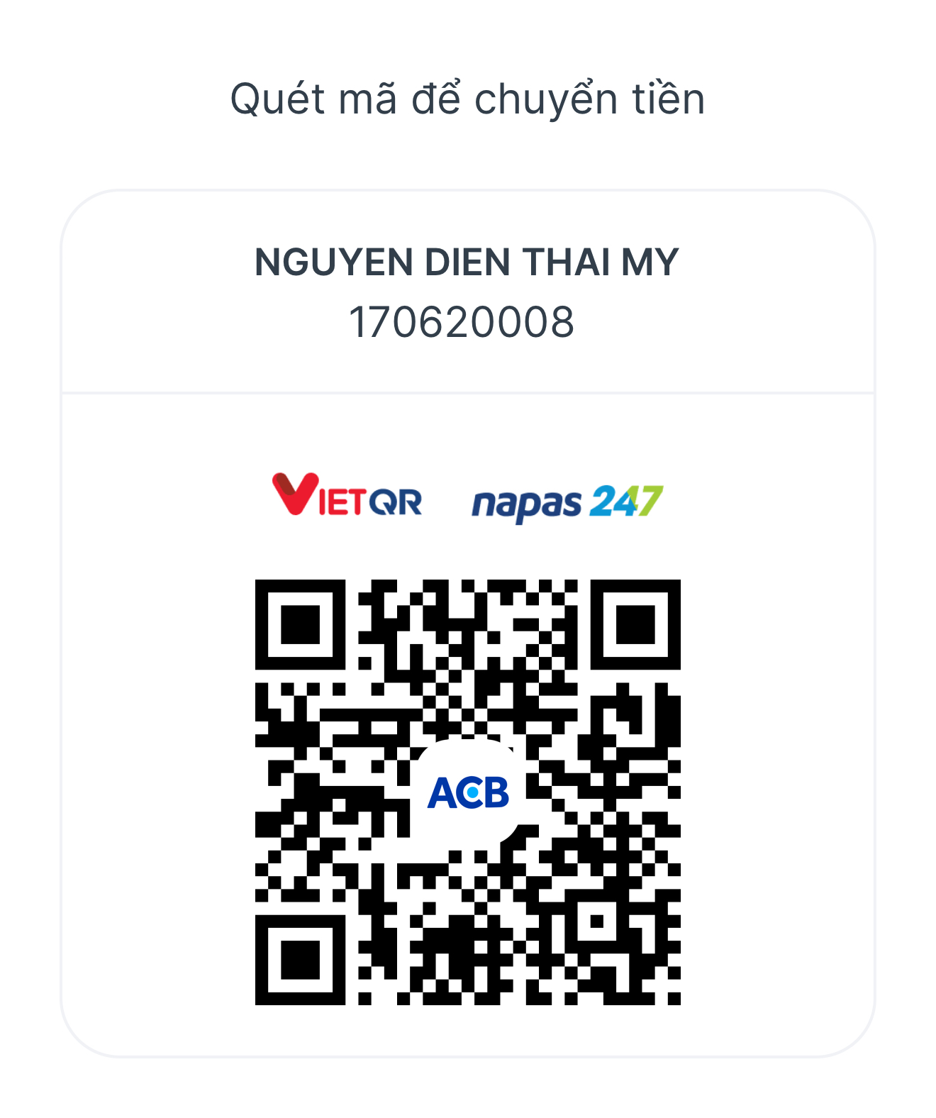 Mã QR chuyển khoản ngân hàng ACB